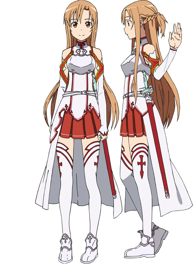 Asuna in her red and white Aincrad anime outfit